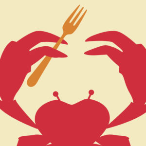 Crab with fork illustration