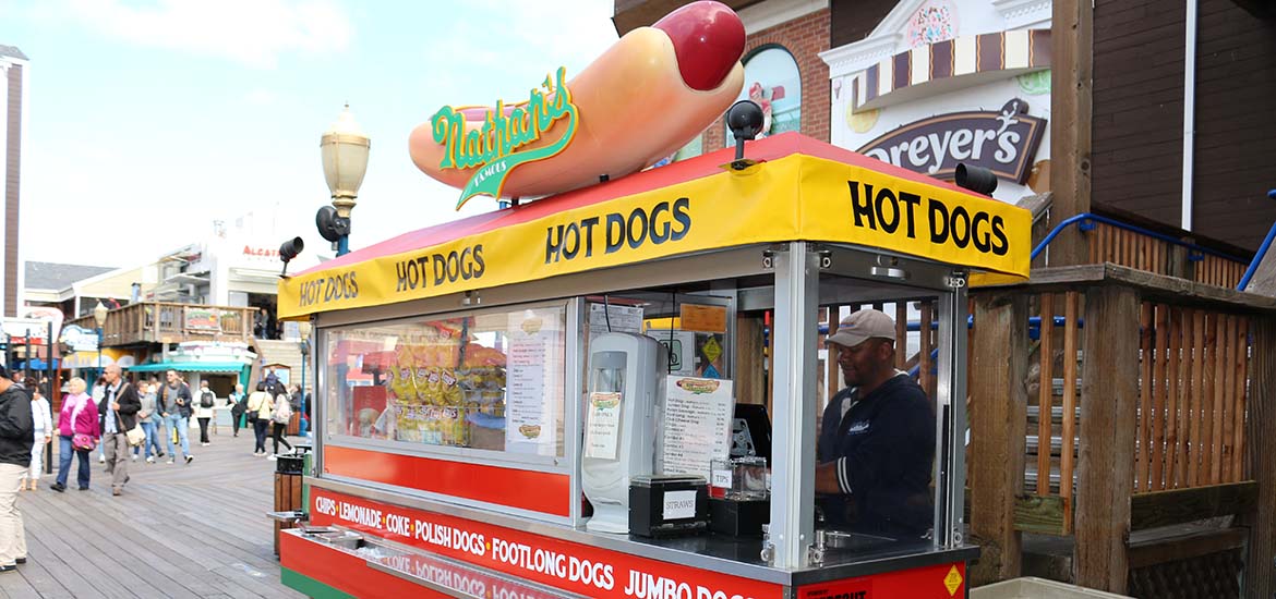 Exterior photo of Nathan's Hot Dog cart