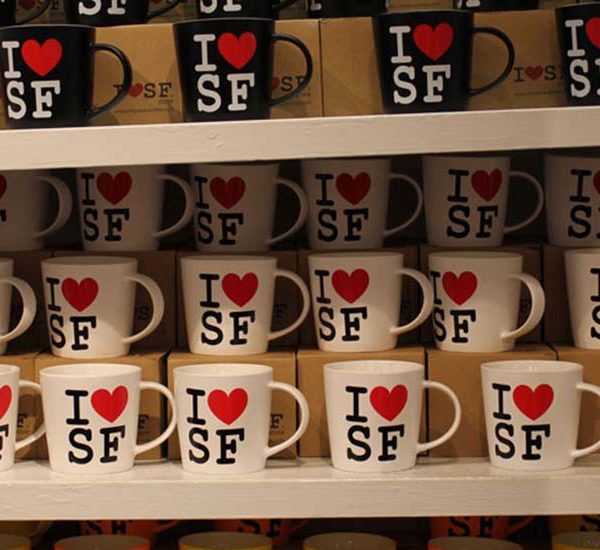 San Francisco coffee mugs in white and black