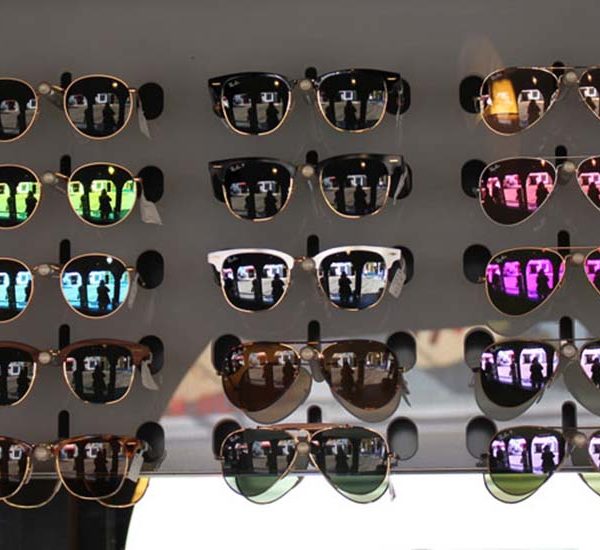 Rows of colorful sunglasses