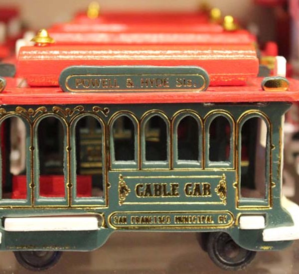 Close up photo of a cable car souvenir