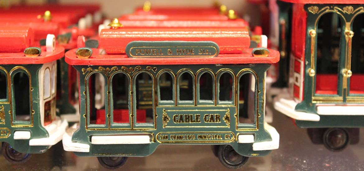 Close up photo of a cable car souvenir