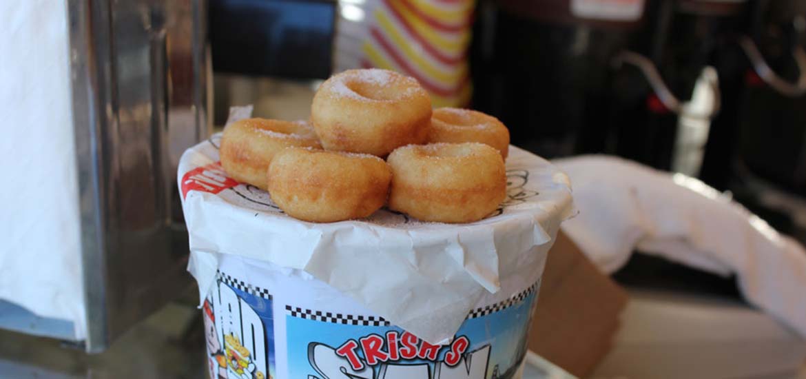 Bucket of Trish's mini donuts