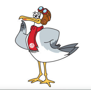 The Flyer seagull mascot named Seymour
