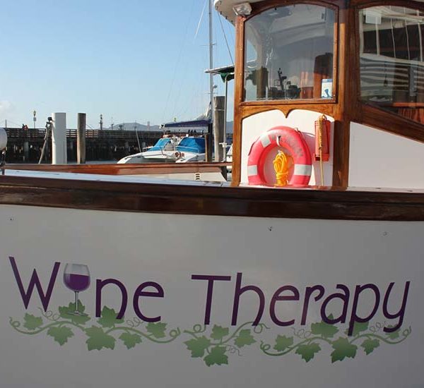 Wine Therapy boat on the water